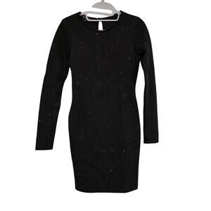 Women's Miss Selfridge Black Beaded Long Sleeve Bodycon Party Dress | Size 2